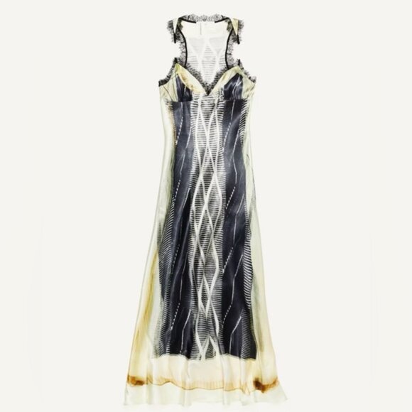 NWT Glenn Martens x H&M Printed Satin Maxi Dress sz M - Picture 4 of 8